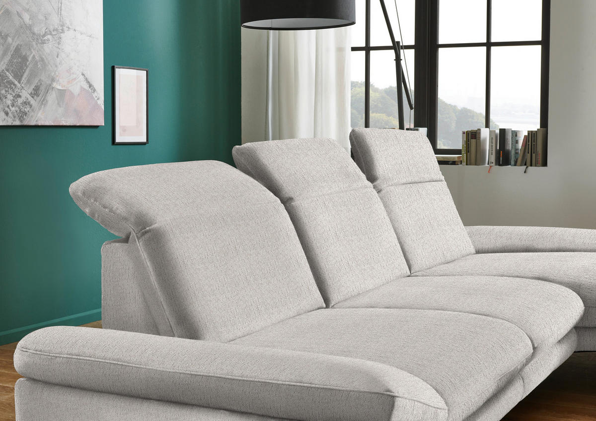 ECKSOFA in Chenille Beige  - Beige/Schwarz, Design, Textil/Metall (319/188cm) - Beldomo System