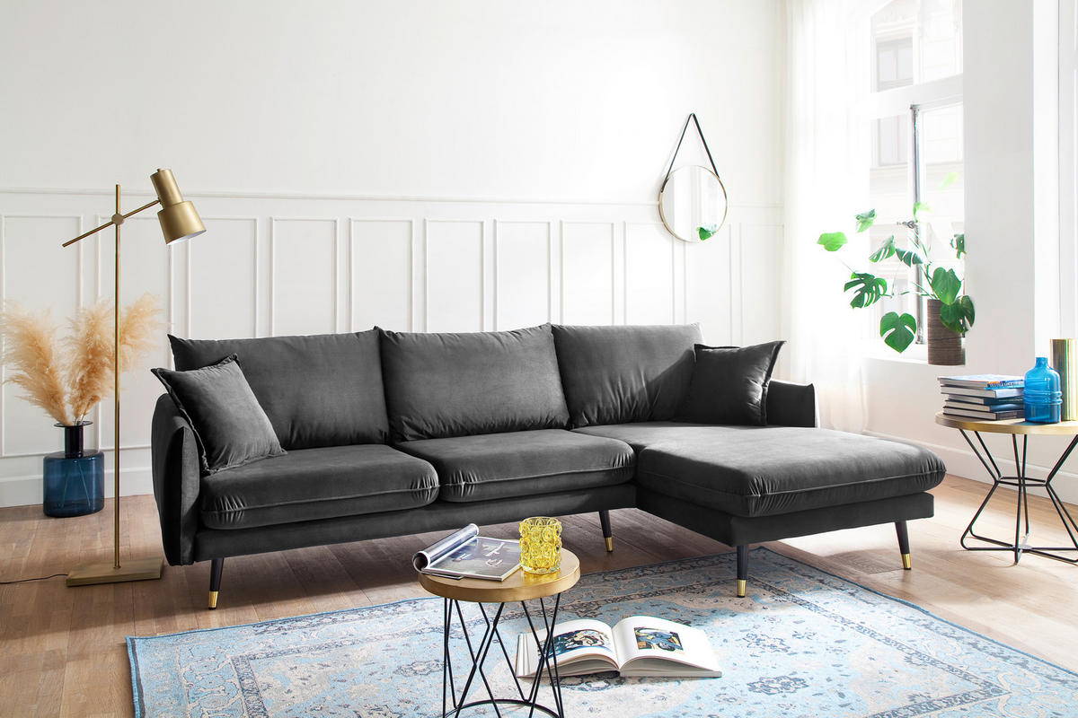 ECKSOFA Eckteil  ROSSANA-2S.REC Anthrazit  - Anthrazit, MODERN, Holz/Textil (258/160cm) - MID.YOU