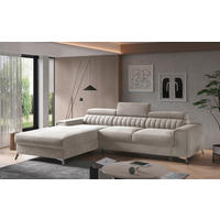 ECKSOFA Beige Samt  - Beige/Silberfarben, Design, Textil/Metall (205/278cm) - MID.YOU