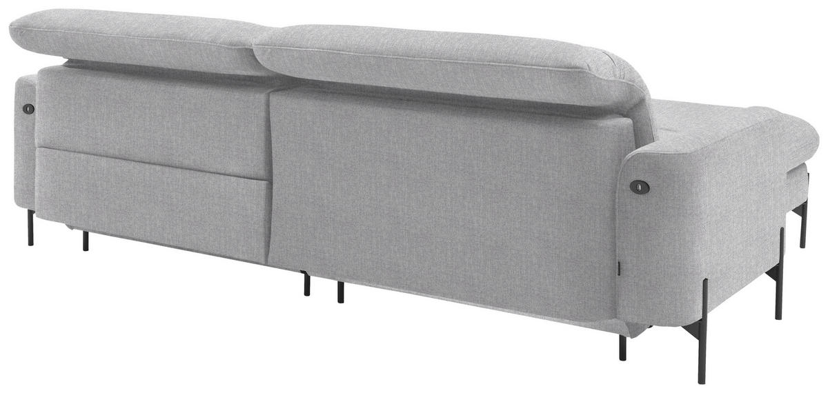 ECKSOFA in Flachgewebe Hellgrau  - Hellgrau/Schwarz, Design, Textil/Metall (191/252cm) - Dieter Knoll