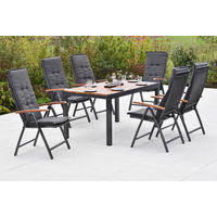 GARTENTISCHGRUPPE  - Graphitfarben/Naturfarben, KONVENTIONELL, Textil/Metall - Gardenson