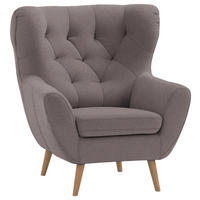 SESSEL in Mikrofaser Braun  - Eichefarben/Braun, Design, Holz/Textil (87/101/95cm) - Stylife