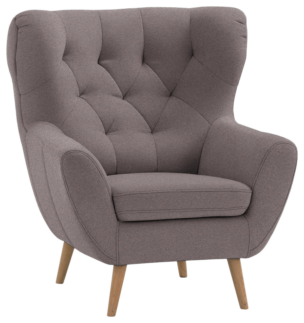 SESSEL in Mikrofaser Braun  - Eichefarben/Braun, Design, Holz/Textil (87/101/95cm) - Stylife