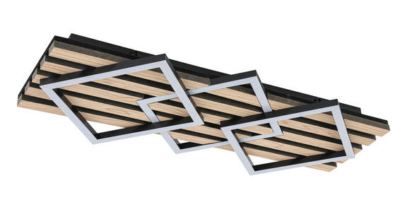 LED-DECKENLEUCHTE 63/29/7,5 cm   - Eichefarben/Schwarz, Basics, Holzwerkstoff/Kunststoff (63/29/7,5cm) - Novel