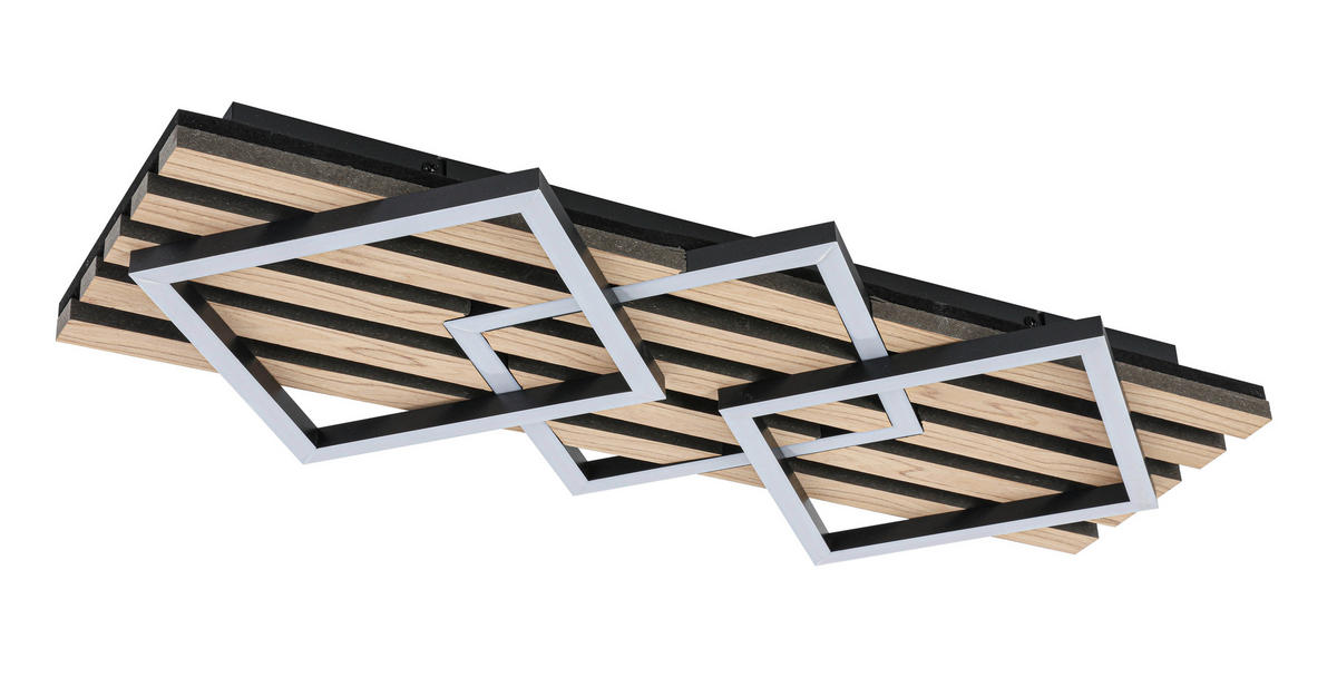 LED-DECKENLEUCHTE 63/29/7,5 cm   - Eichefarben/Schwarz, Basics, Holzwerkstoff/Kunststoff (63/29/7,5cm) - Novel