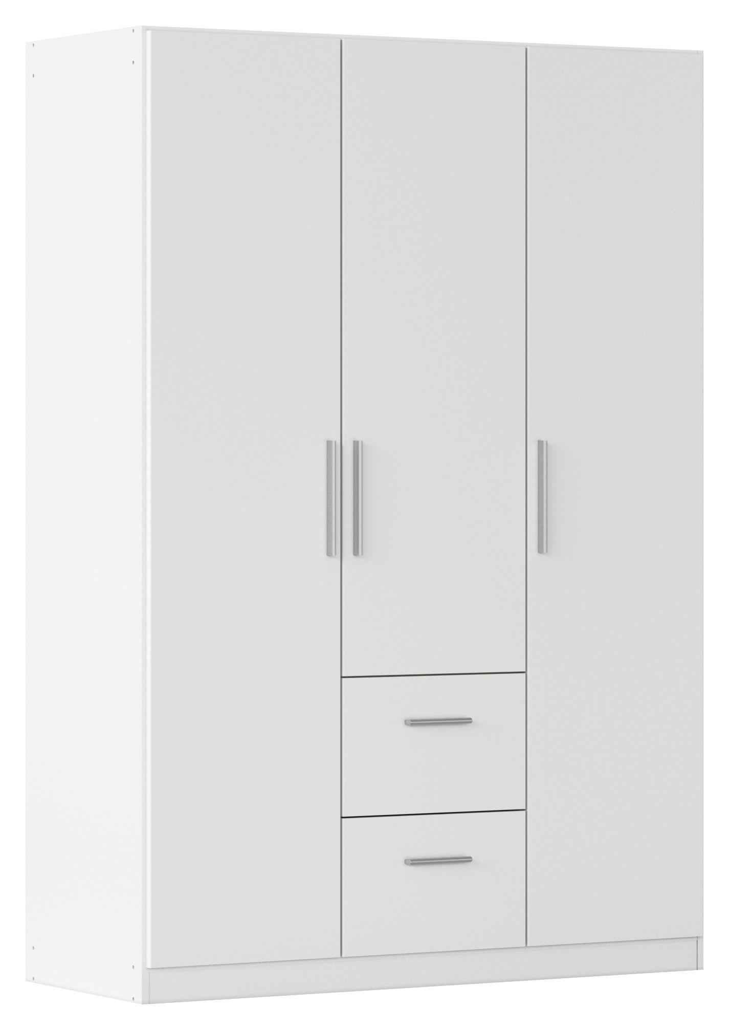 DREHTÜRENSCHRANK 135/197/54 cm,  in Weiß, 3-türig  - Alufarben/Weiß, KONVENTIONELL, Holzwerkstoff/Kunststoff (135/197/54cm) - home24