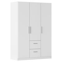 DREHTÜRENSCHRANK 135/197/54 cm,  in Weiß, 3-türig  - Alufarben/Weiß, KONVENTIONELL, Holzwerkstoff/Kunststoff (135/197/54cm) - home24