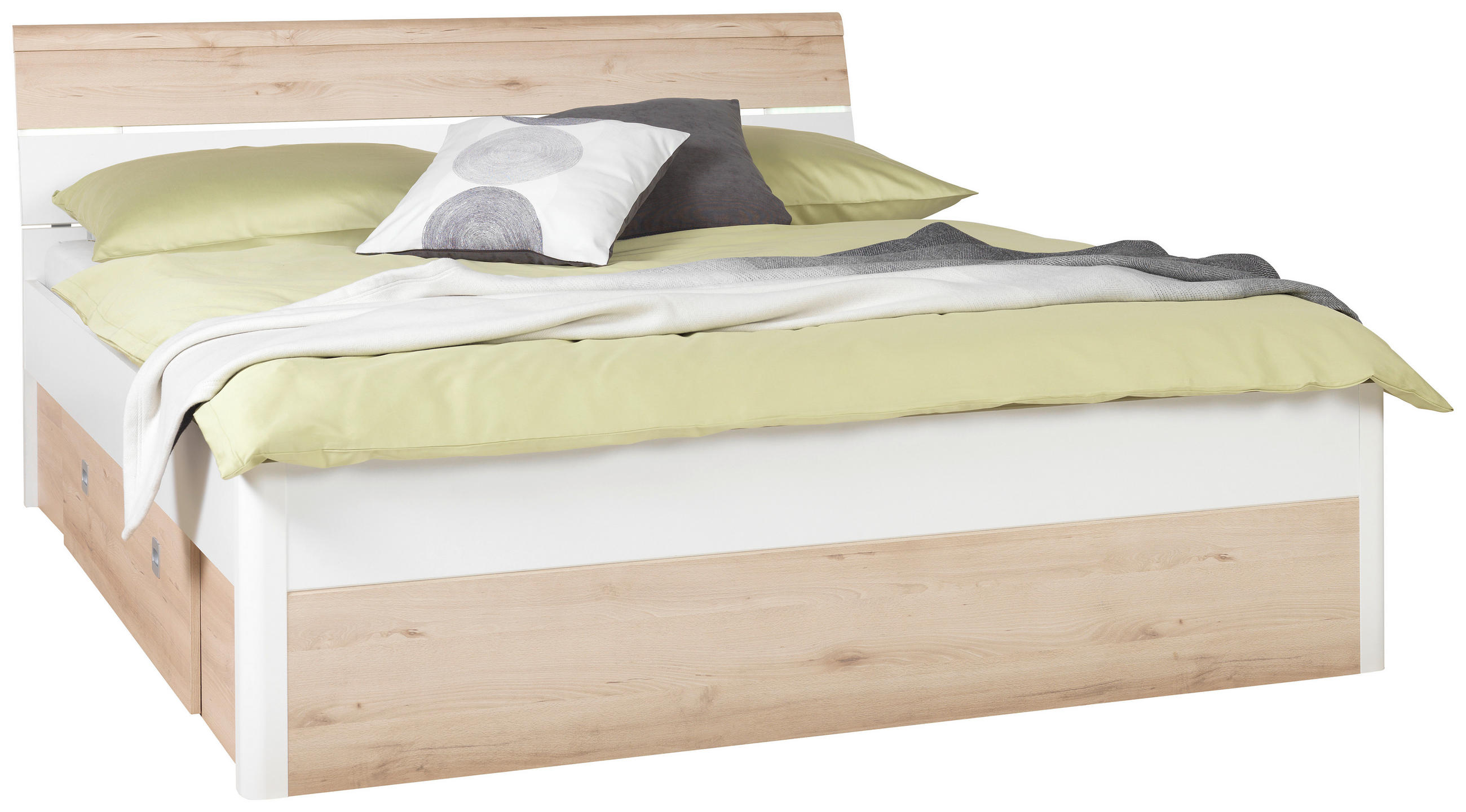POSTELJA 180 cm x 200 cm , les bela, barve bukve - bela/barve bukve, Design, leseni material/les (180/200cm) - Ti'me