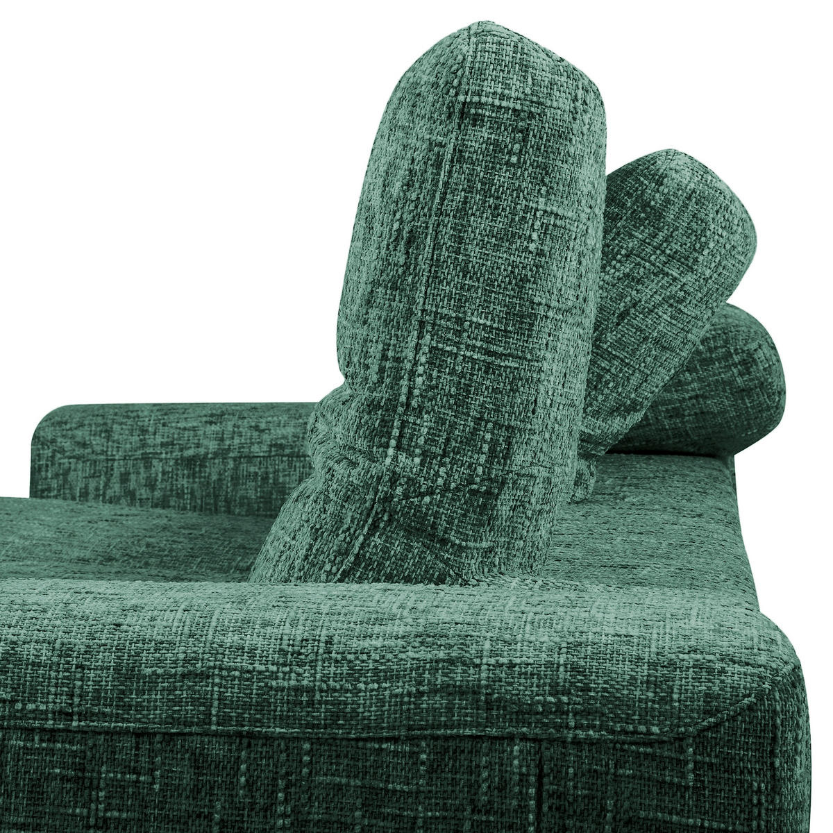 ECKSOFA PORTLAND in Struktur Grün Kopfteilverstellung  295/187 cm  - Chromfarben/Grün, Design, Holz/Textil (295/187cm) - Livetastic