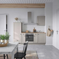 KÜCHENBLOCK Cascada 240 cm  in Grau, Eiche dunkel  - Eiche dunkel/Schwarz, MODERN, Holzwerkstoff/Metall (240cm) - Nobilia
