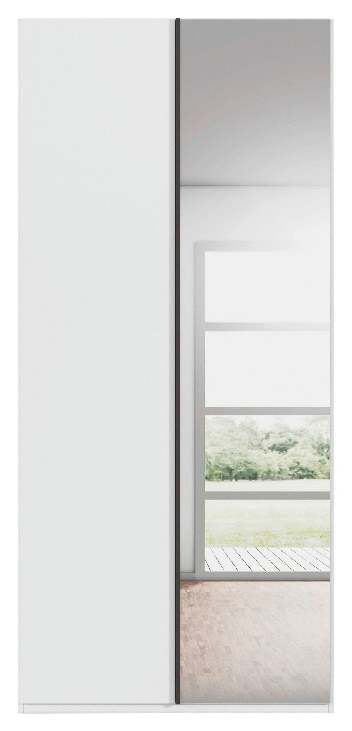 DREHTÜRENSCHRANK 101/235/61 cm,  in Weiß, 2-türig  - Graphitfarben/Weiß, Basics, Glas/Holzwerkstoff (101/235/61cm) - Novel