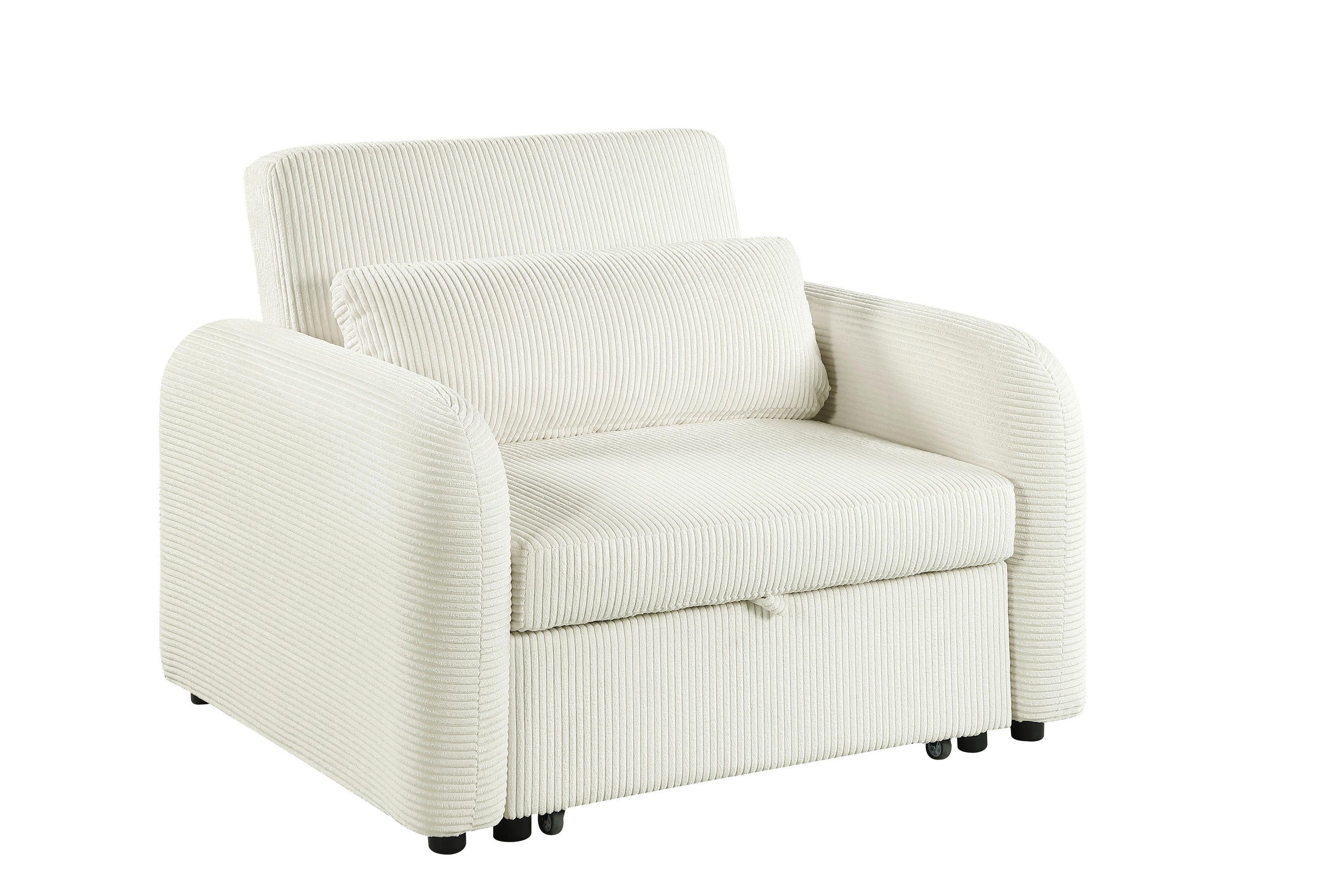 SCHLAFSESSEL PIANA Cord Creme Liegefunktion  - Creme/Schwarz, Design, Kunststoff/Textil (108/86/90cm) - MID.YOU