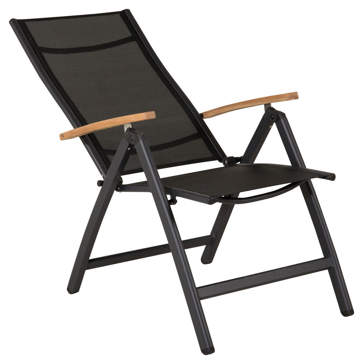 GARTENSTUHL-SET Metall, Textil Naturfarben, Schwarz  - Schwarz/Naturfarben, KONVENTIONELL, Textil/Metall (60/110/75cm) - Gardenson