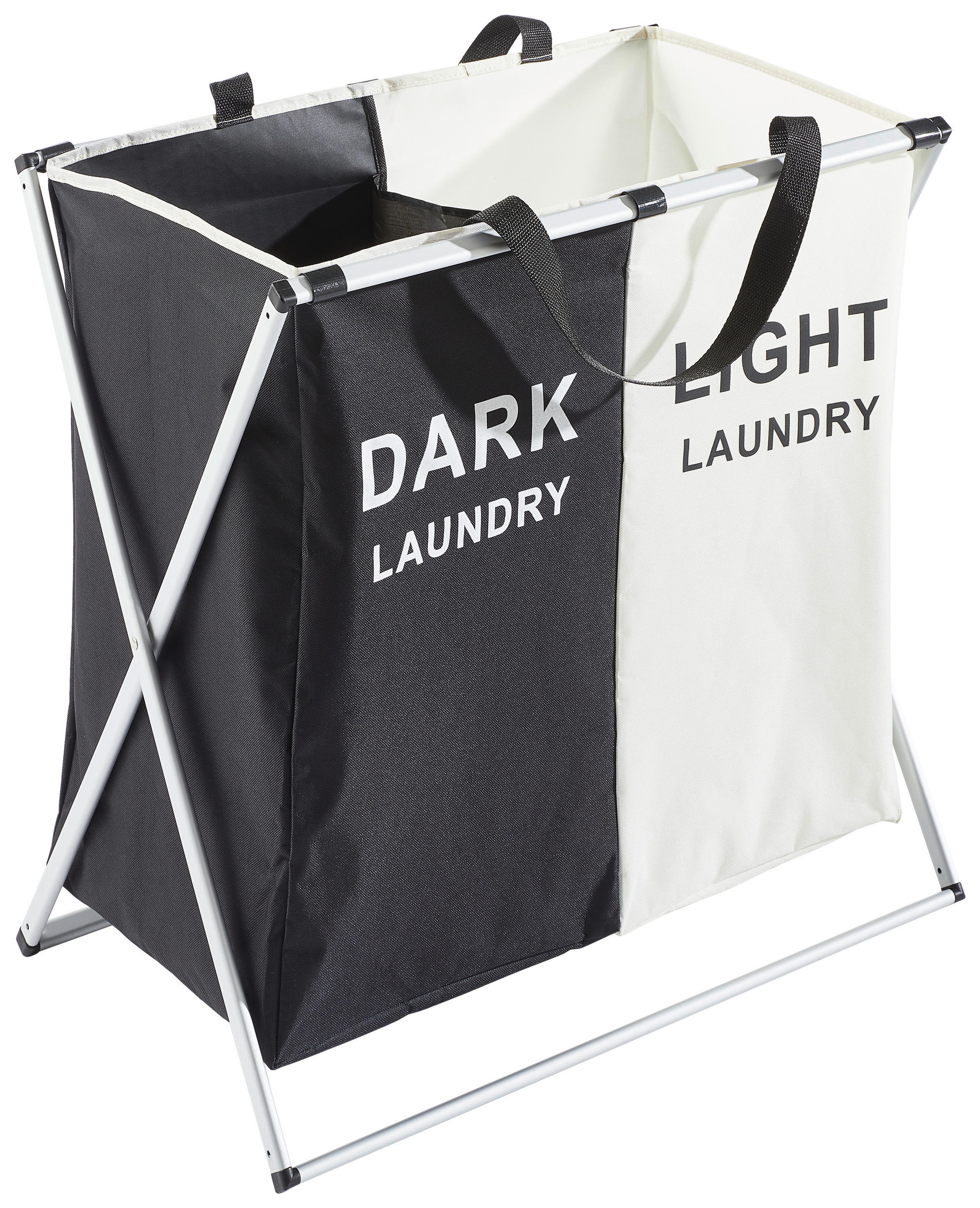 WÄSCHEKORB - Schwarz/Weiß, Basics, Textil/Metall (59/39/58cm) - Landscape