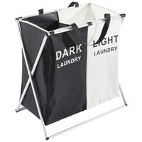 WÄSCHEKORB - Schwarz/Weiß, Basics, Textil/Metall (59/39/58cm) - Landscape