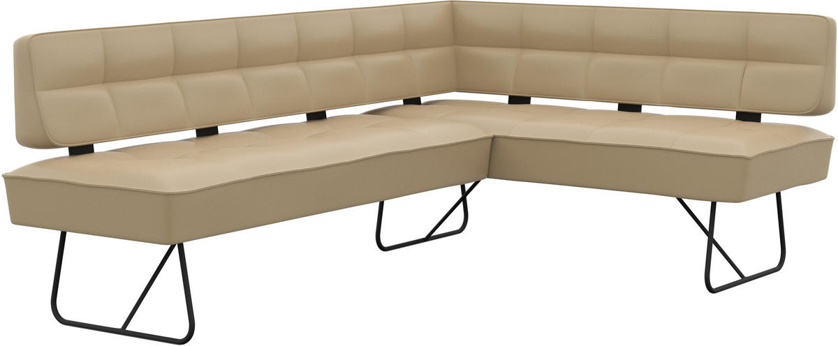 ECKBANK 207/165 cm Echtleder Beige   - Beige/Schwarz, Design, Leder/Metall (207/165cm) - Moderano