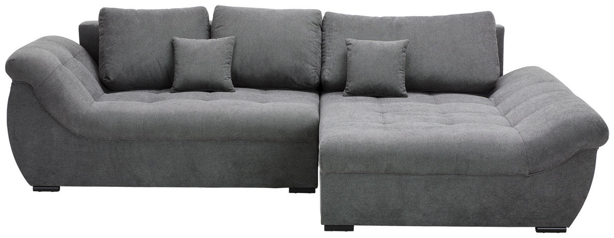 ECKSOFA Grau Flachgewebe  - Schwarz/Grau, Design, Kunststoff/Textil (278/175cm) - Xora