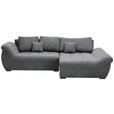 ECKSOFA Grau Flachgewebe  - Schwarz/Grau, Design, Kunststoff/Textil (278/175cm) - Xora