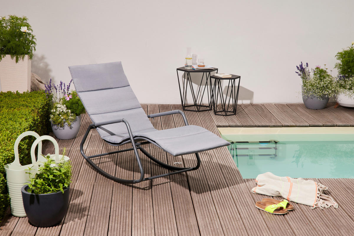 GARTEN-RELAXLIEGE 57/81/143 cm  - Blaugrau, KONVENTIONELL, Kunststoff/Textil (57/81/143cm) - Siena Garden