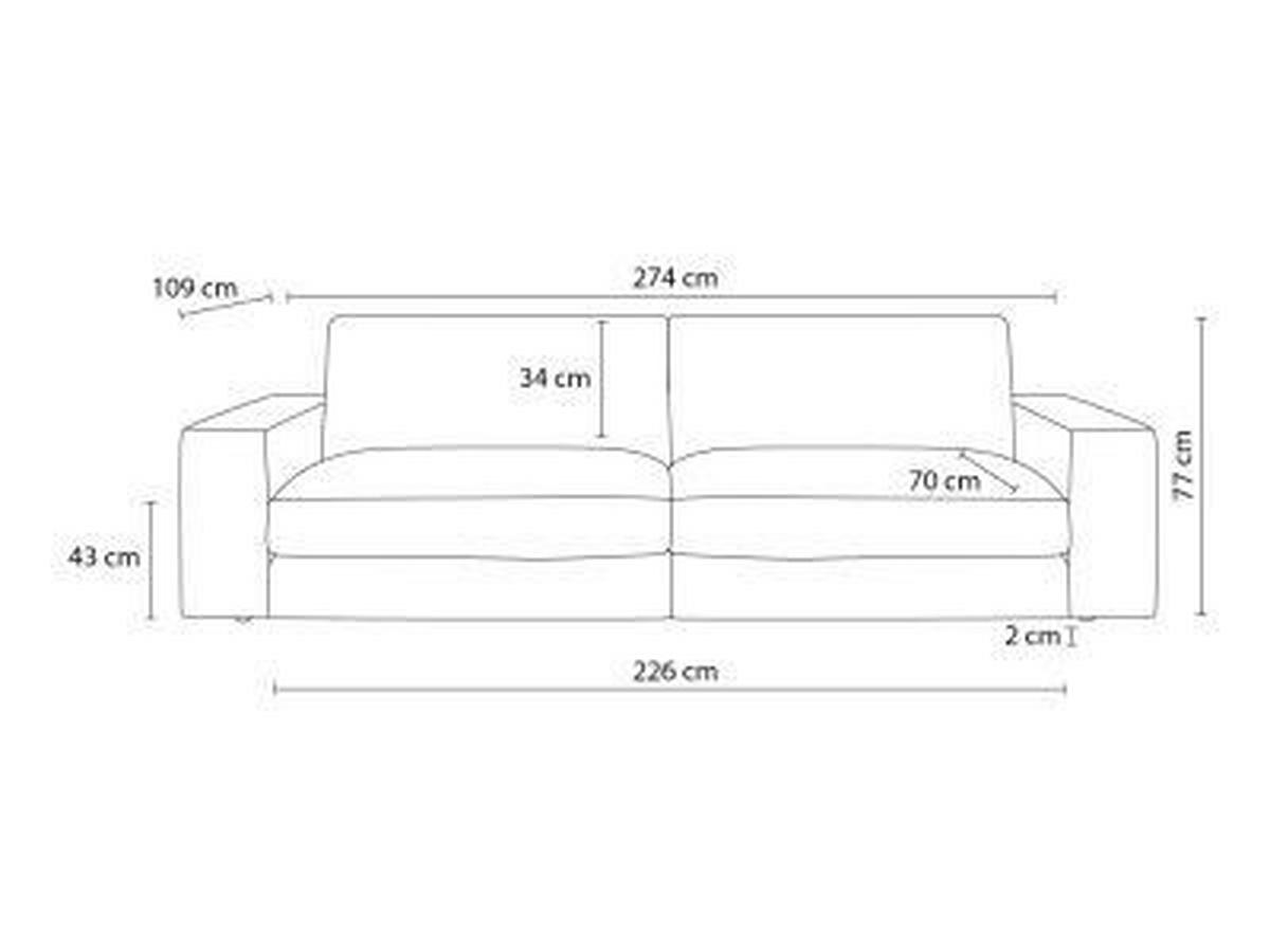 3-SITZER-SOFA LEONARD Cord Beige  - Beige/Schwarz, MODERN, Kunststoff/Textil (274/77/109cm)