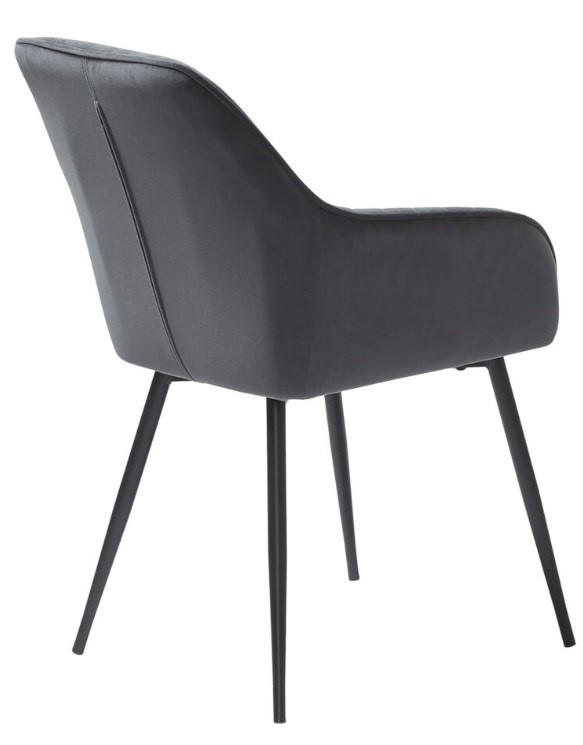 STOL MED ARMSTÖD sammet  - mörkgrå/svart, Design, metall/textil (58/84/59,5cm) - Niels Andersson