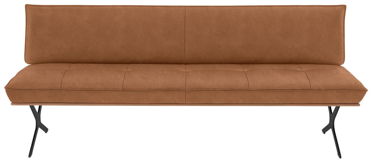 SITZBANK in Holz, Metall, Leder Schwarz, Cognac  - Cognac/Schwarz, Design, Leder/Holz (214/88/66cm) - Koinor