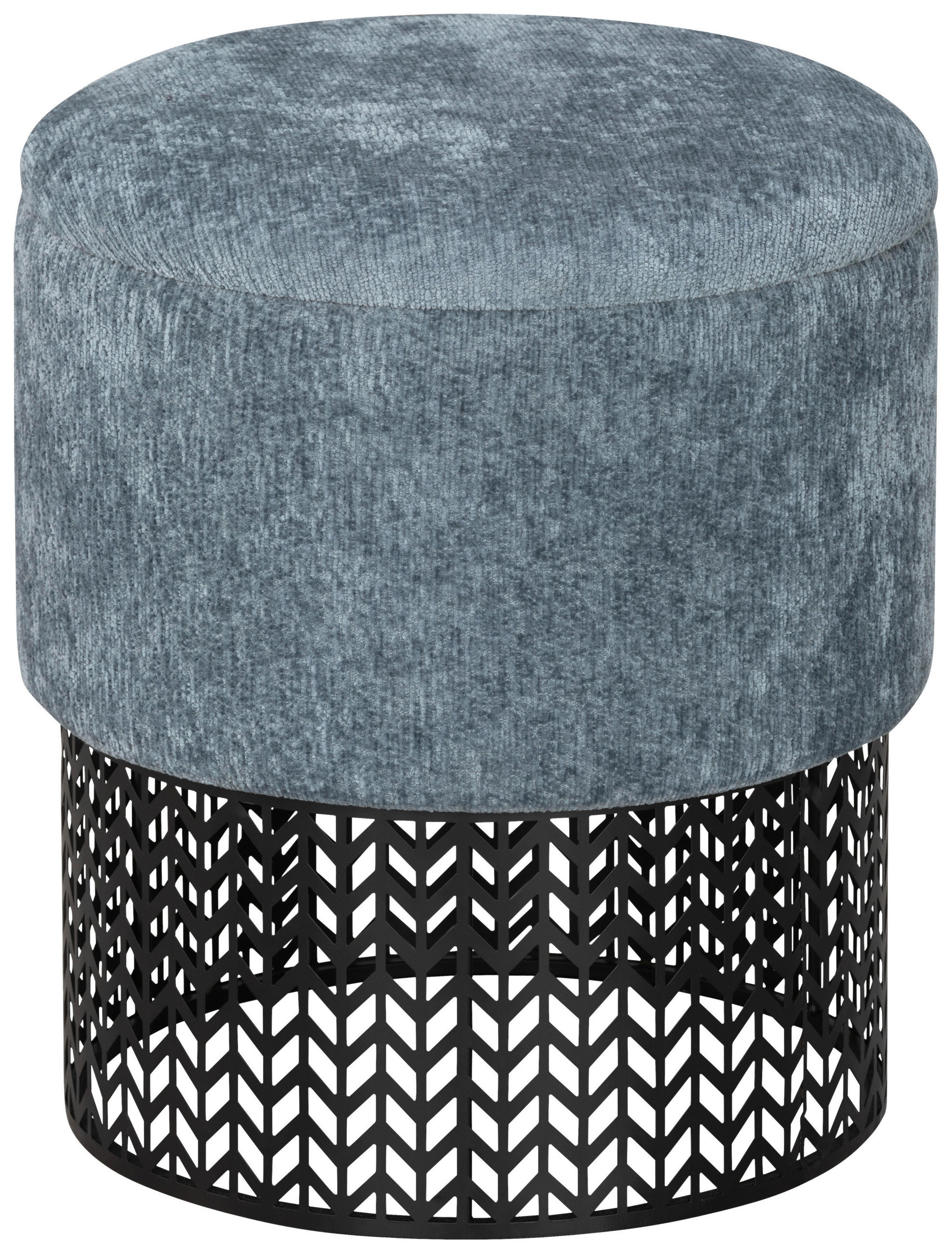 POUF in Blau Metall, Textil, Holzwerkstoff Blau  - Blau, Design, Holzwerkstoff/Textil (40/44/40cm) - MID.YOU