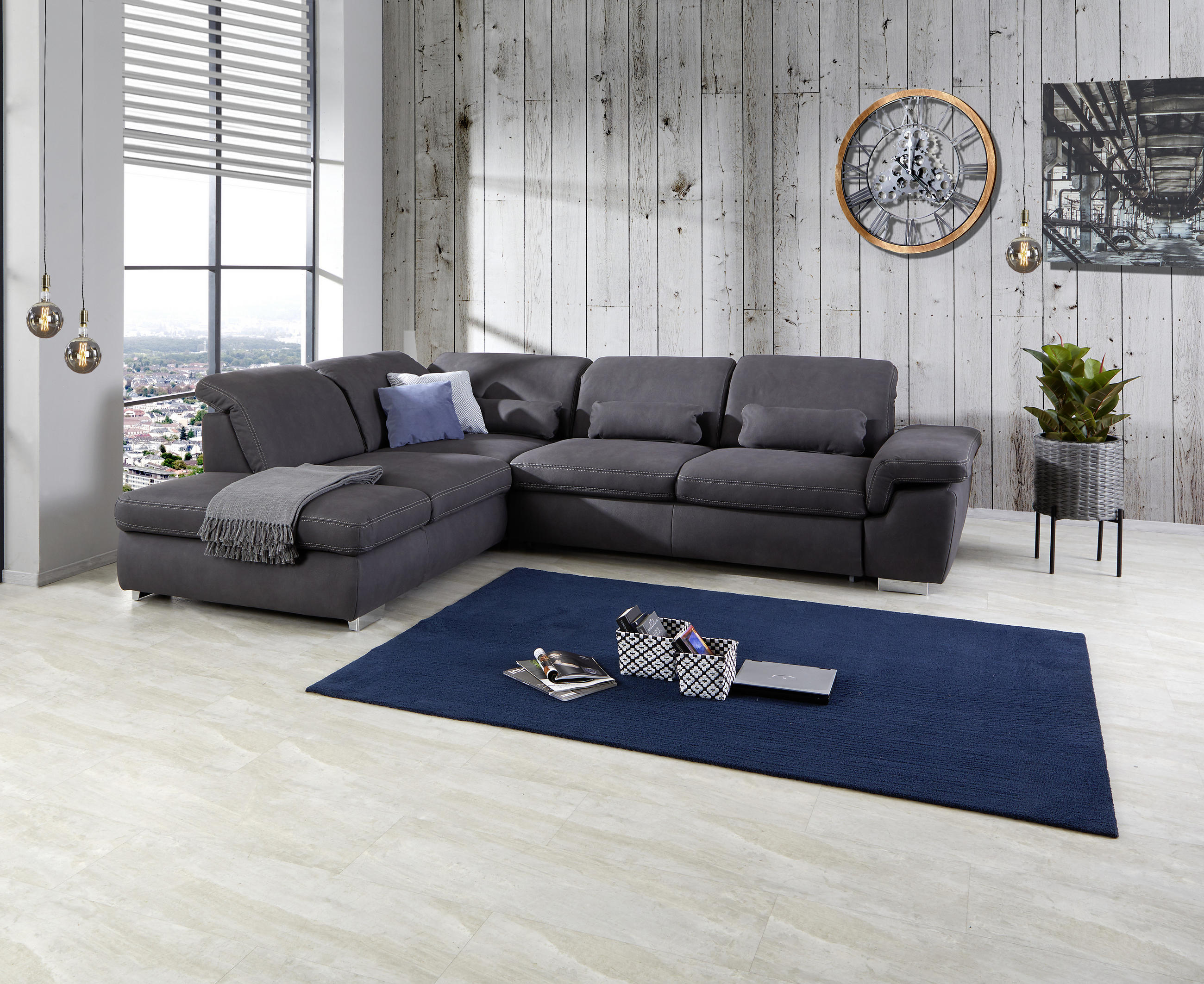 WOHNLANDSCHAFT in Anthrazit  - Anthrazit/Beige, Modern, Textil (260/320cm) - MID.YOU