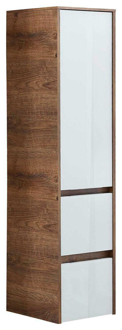 MIDISCHRANK 33/123,7/33 cm - Dunkelbraun/Alufarben, Design, Glas/Holzwerkstoff (33/123,7/33cm) - Sadena