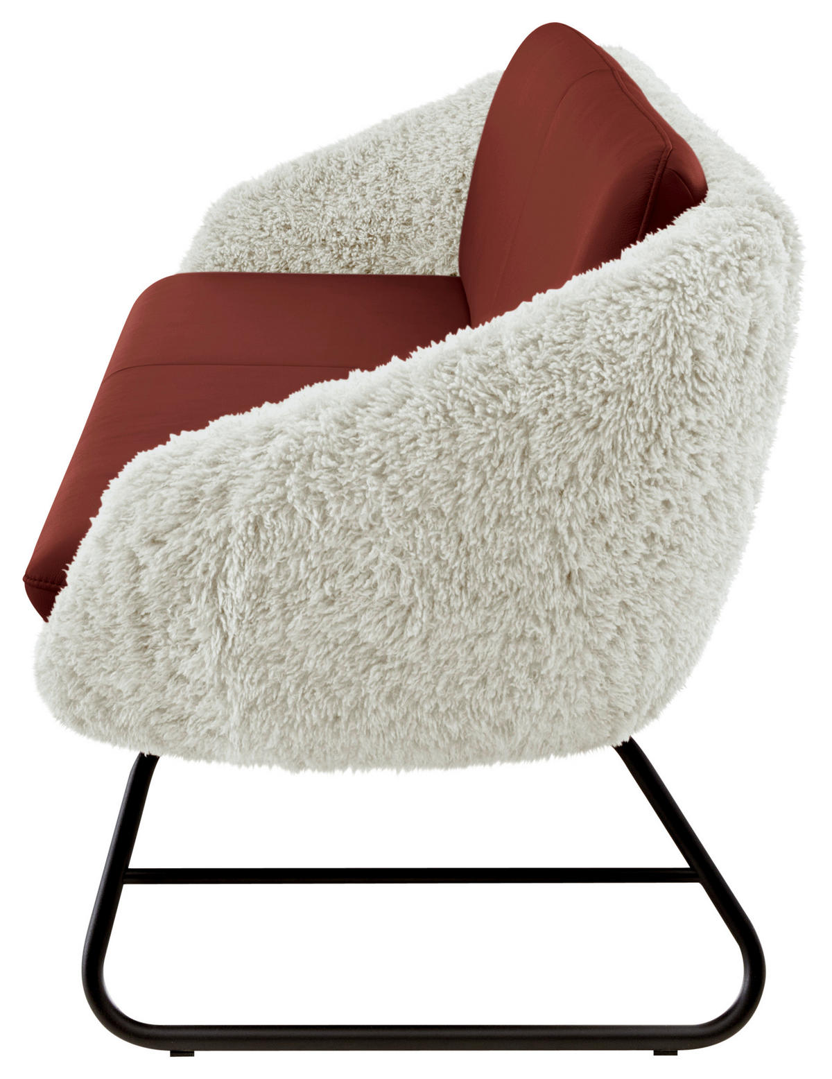 SITZBANK Textil, Leder Beige, Weinrot  - Beige/Weinrot, Design, Leder/Textil (219/87/78cm) - Koinor