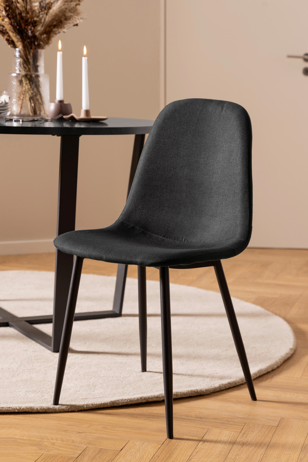STUHL Webstoff Schwarz  - Schwarz, Trend, Textil/Metall (44/86/54cm)