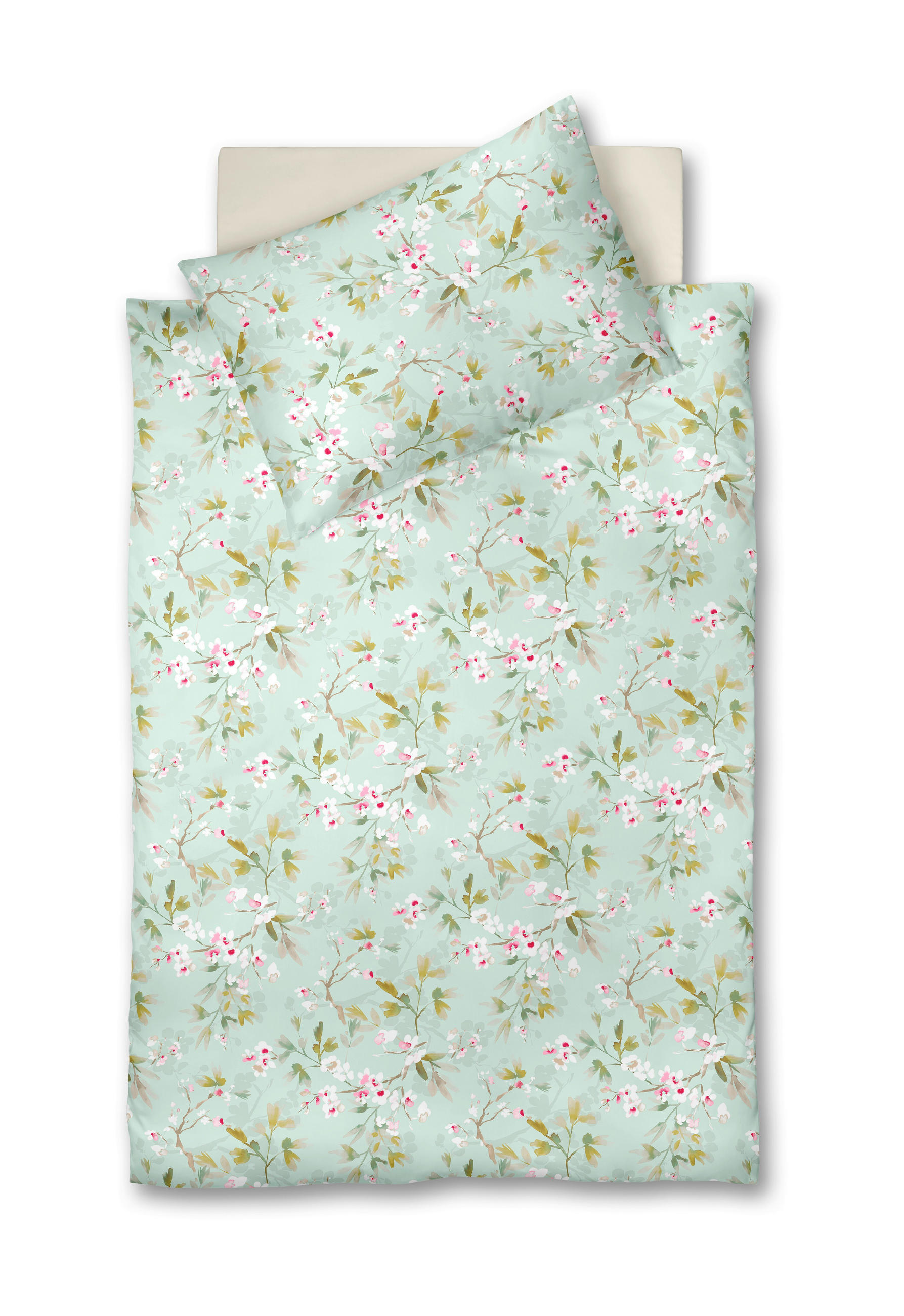 POSTELJNINA 140/200 cm mako saten turkizna, svetlo roza, temno roza, barve kapučina  - turkizna/temno roza, Konvencionalno, tekstil (140/200cm) - Fleuresse