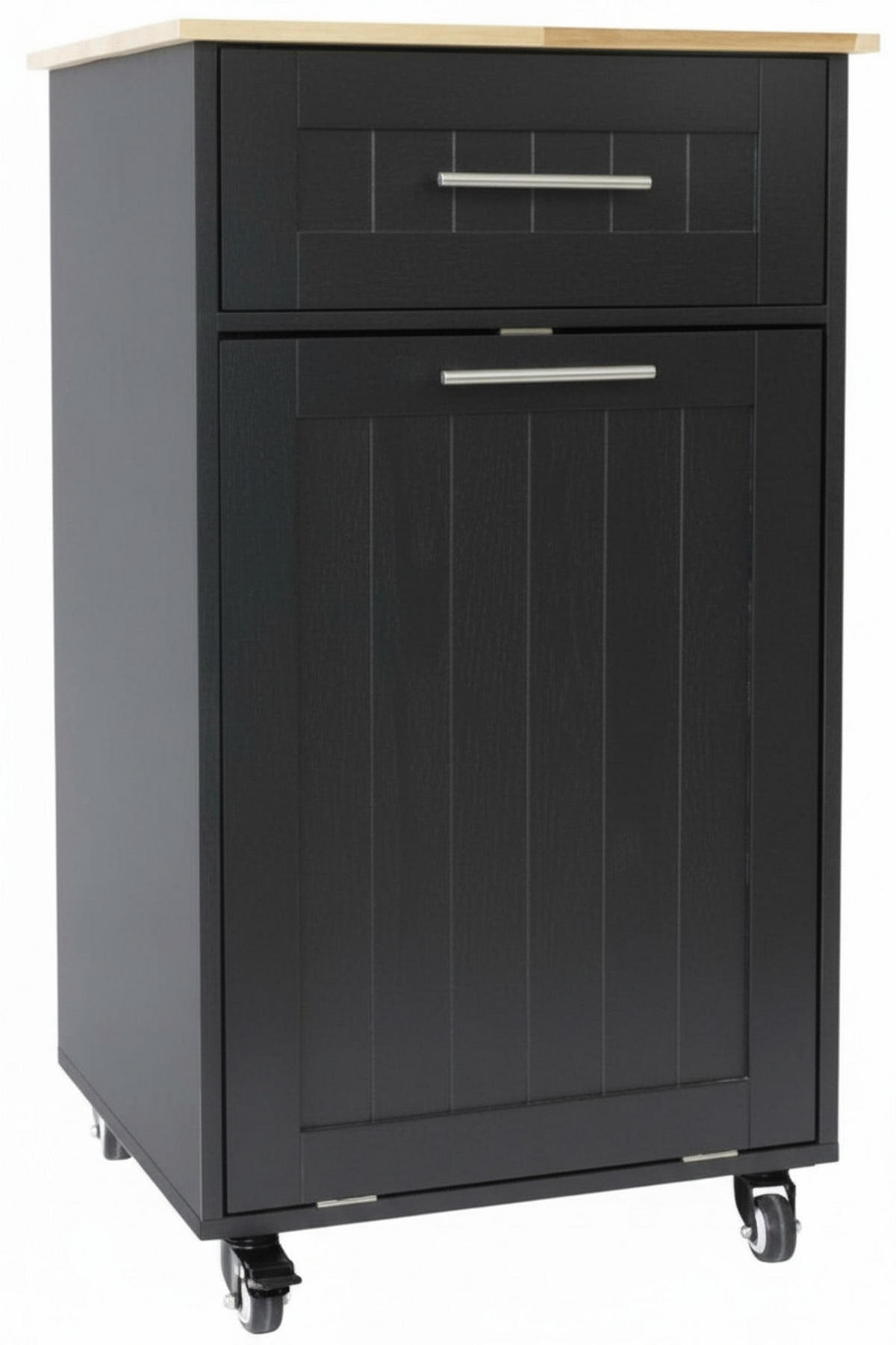 SERVIERWAGEN , Schwarz  - Silberfarben/Schwarz, Basics, Holz/Holzwerkstoff (50/90/46cm) - MID.YOU