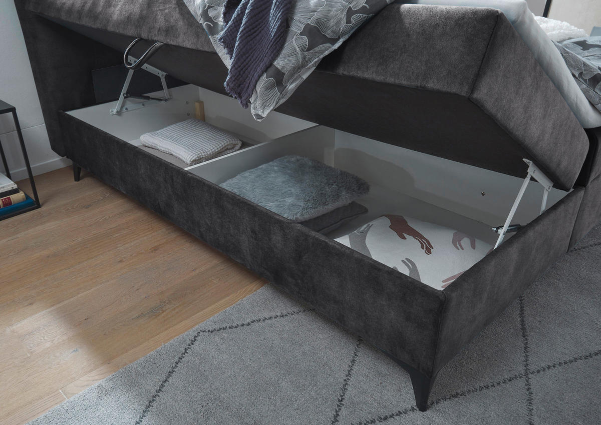 BOXBETT 180/200 cm  in Anthrazit  - Anthrazit/Schwarz, Modern, Holzwerkstoff/Kunststoff (180/200cm) - MID.YOU