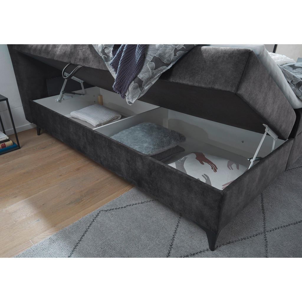 Thumbnail - Mid.you Boxbett, Anthrazit, Textil, 180x200 cm, Bettkasten, gepolstertes Kopfteil, Topper durchgehend, Schlafzimmer, Bet...