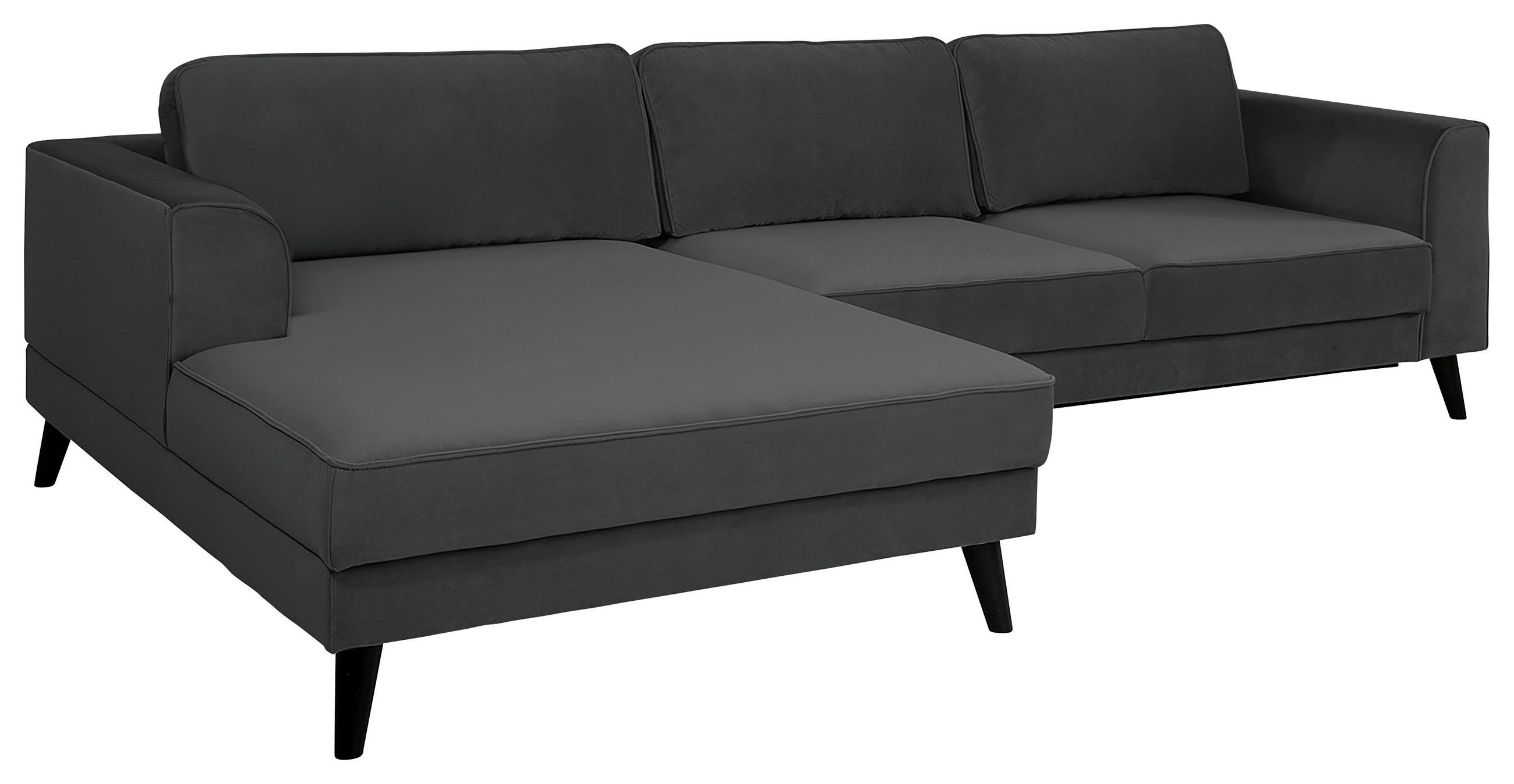 ECKSOFA in Velours Anthrazit - Wengefarben/Anthrazit, Modern, Holz/Textil (167/308cm) - Trendmanufaktur