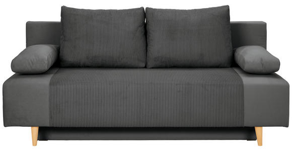 SCHLAFSOFA in Cord, Velours Dunkelgrau  - Dunkelgrau/Buchefarben, KONVENTIONELL, Holz/Textil (191/92/89cm) - Carryhome