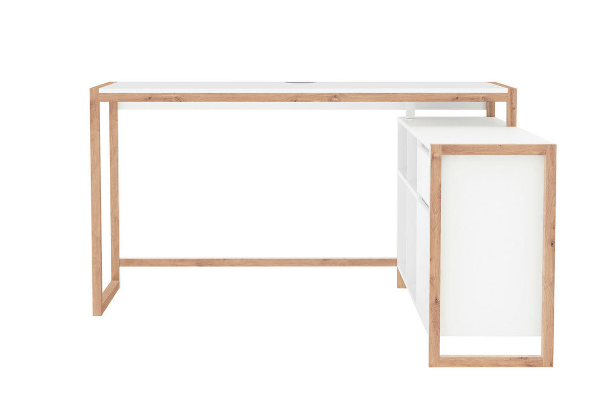 ECKSCHREIBTISCH 139/139/75 cm  in Weiß, Eiche Artisan  - Weiß/Eiche Artisan, MODERN, Holzwerkstoff (139/139/75cm) - MID.YOU