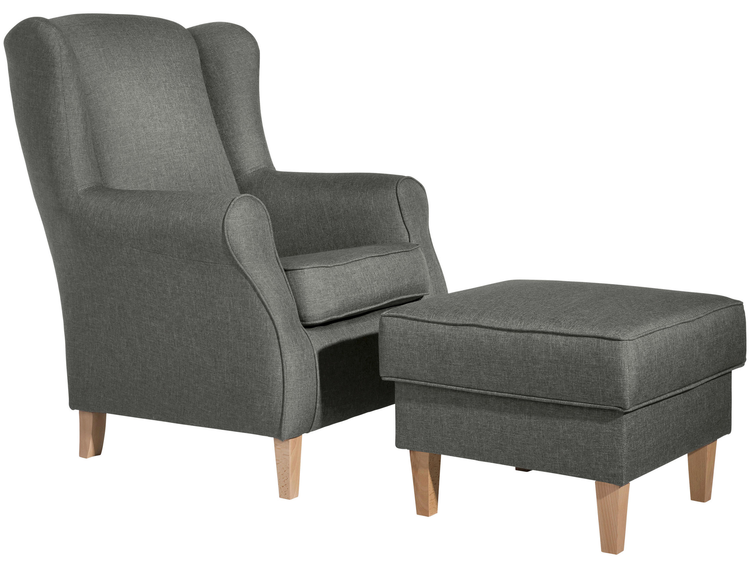 HOCKER in Textil Hellgrau  - Buchefarben/Hellgrau, Design, Holz/Textil (53/45/53cm) - Max Winzer
