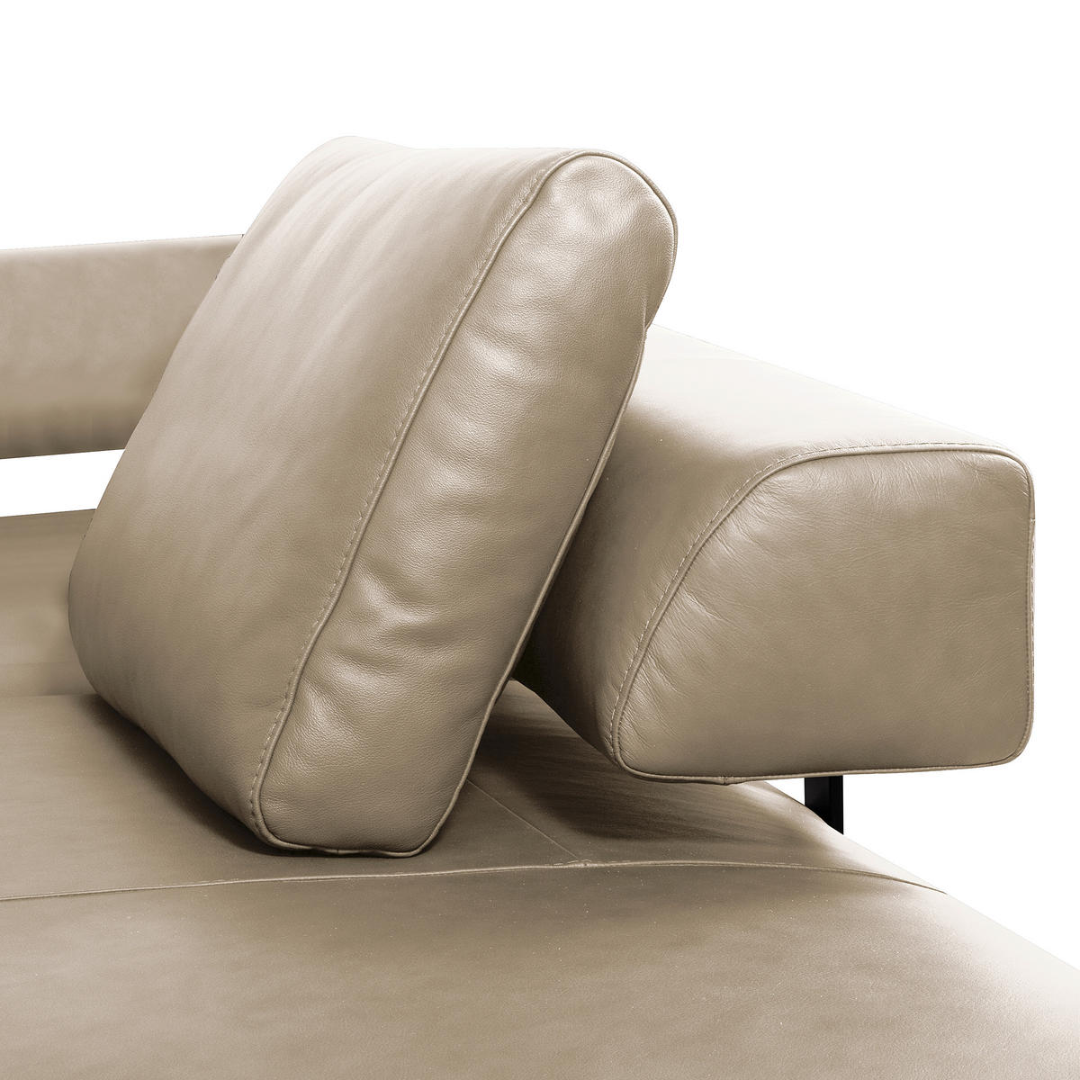 ECKSOFA Creme Echtleder  - Creme/Schwarz, Design, Leder/Metall (306/237cm) - Livetastic