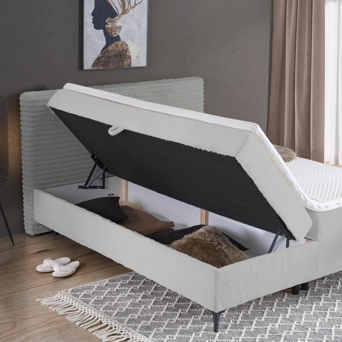 BOXBETT 180/200 cm  in Grau  - Schwarz/Grau, Design, Holz/Holzwerkstoff (180/200cm) - Xora