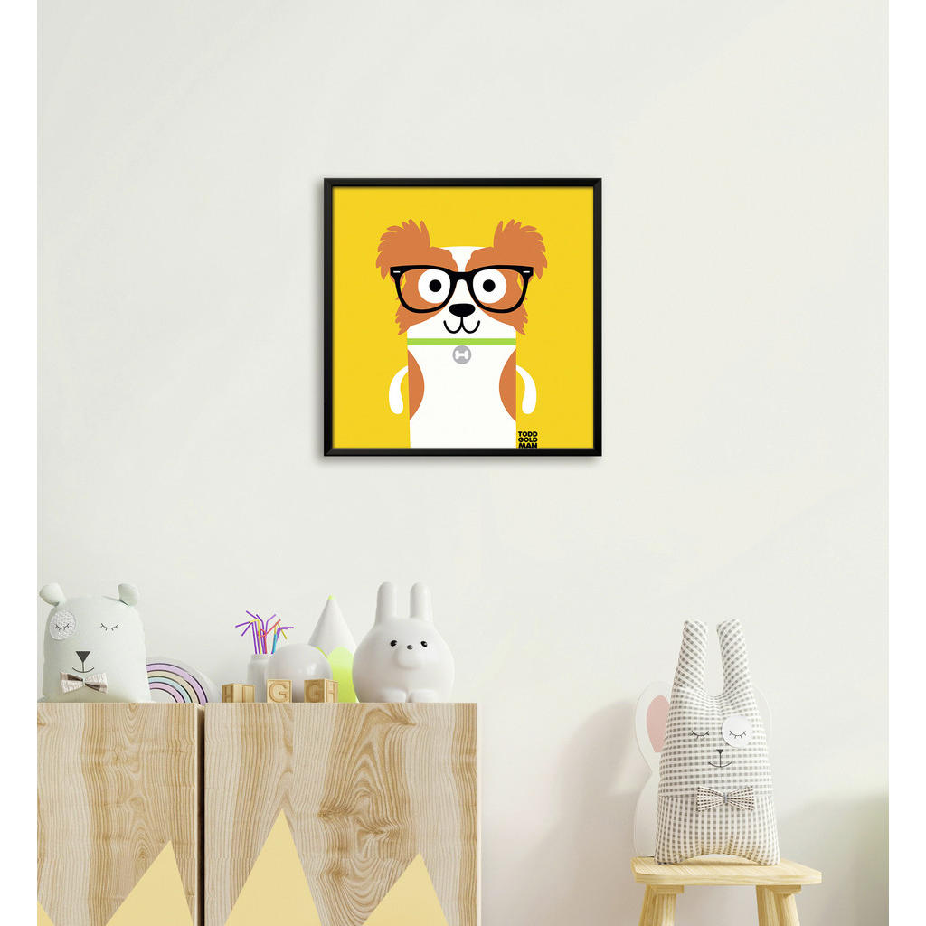 Thumbnail - Monee Kunstdruck Bow Wow Bichon Frise, Braun, Gelb, Papier, quadratisch, 30x30 cm, Bilder und Zubehör, Wandbilder, Kunst...