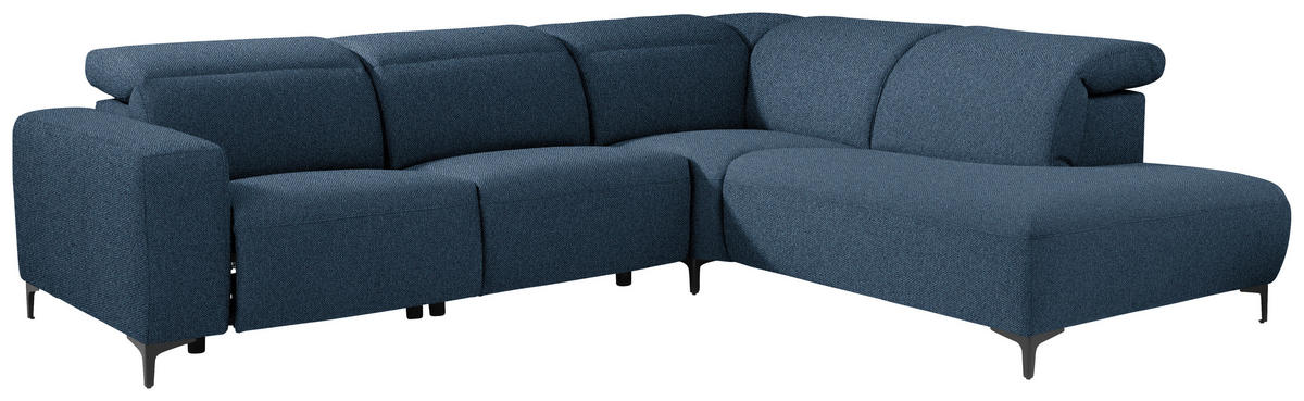 ECKSOFA Dunkelblau Flachgewebe  - Schwarz/Dunkelblau, Design, Textil/Metall (290/238cm) - Pure Home Lifestyle