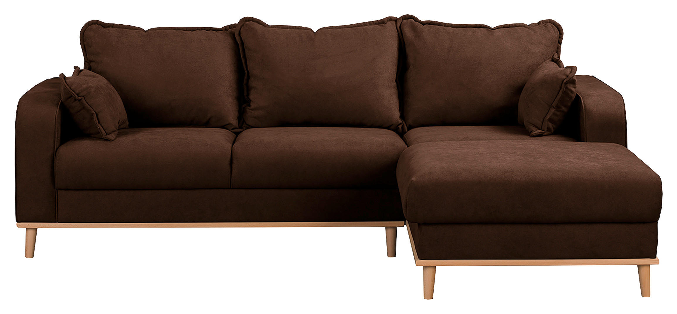 ECKSOFA Beata Braun Mikrofaser  - Wengefarben/Braun, Design, Holz/Textil (230/150cm) - Livetastic