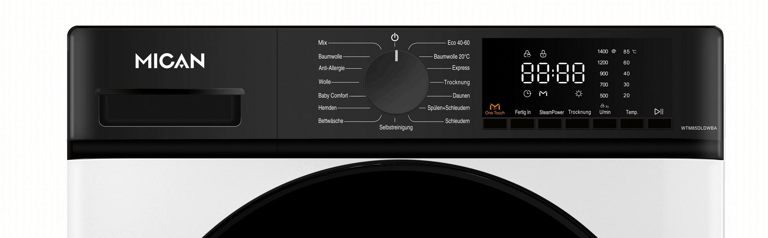 Thumbnail - Mican Waschtrockner, Weiß, Kunststoff, Glas, Textil, Stein, Papier, Karton, Holzwerkstoff, Metall, 60x84.7x52 cm, Hausha...