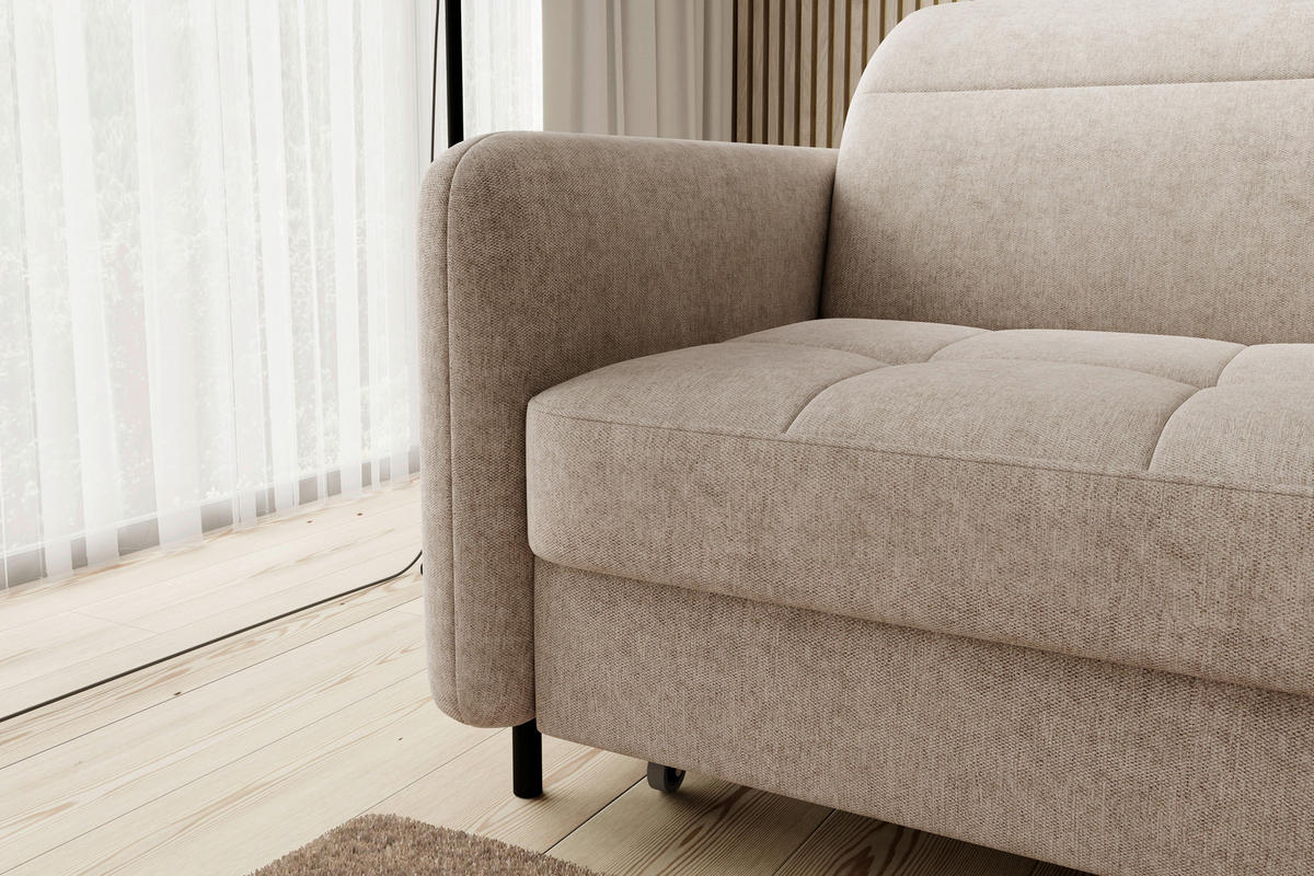 ECKSOFA in Velours Beige  165/228 cm  - Beige/Schwarz, Design, Textil/Metall (165/228cm) - MID.YOU