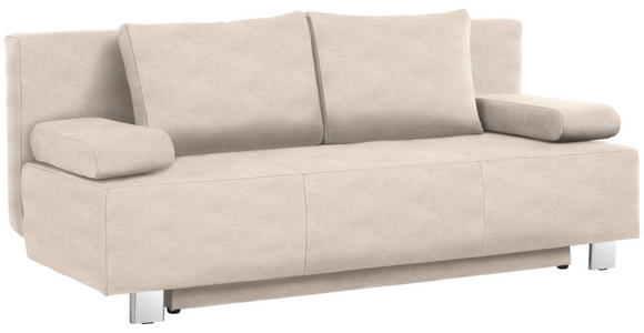 SCHLAFSOFA in Flachgewebe Sandfarben  - Sandfarben/Chromfarben, Design, Textil/Metall (197/88/89cm) - Xora