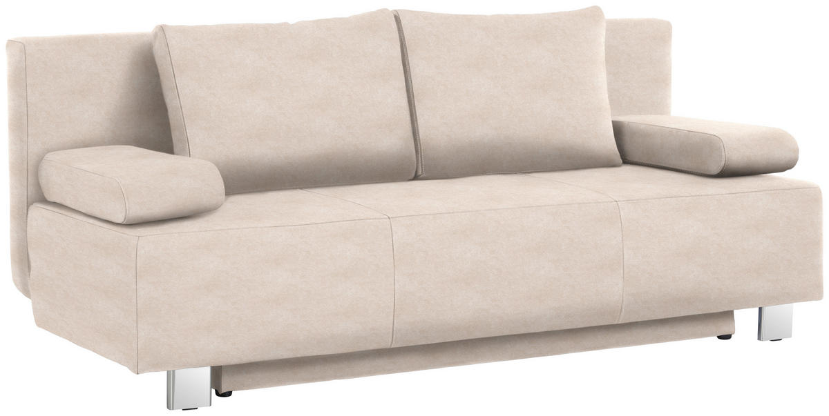 SCHLAFSOFA in Flachgewebe Sandfarben  - Sandfarben/Chromfarben, Design, Textil/Metall (197/88/89cm) - Xora