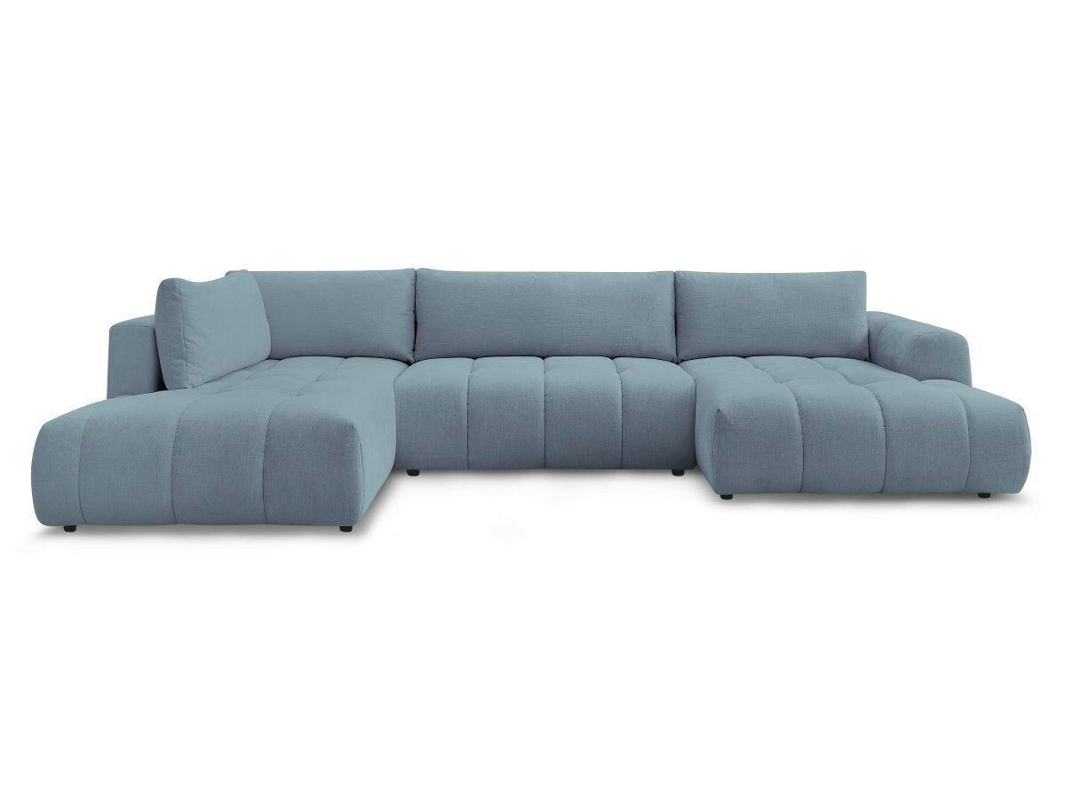 WOHNLANDSCHAFT  FUJI  Hellblau Leinenoptik  - Schwarz/Hellblau, MODERN, Kunststoff/Textil (204/377/160cm)