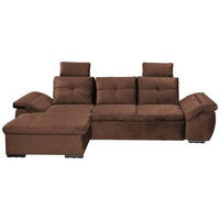 ECKSOFA in Mikrovelours Kupferfarben  - Schwarz/Kupferfarben, Konventionell, Kunststoff/Textil (170/275cm) - Carryhome
